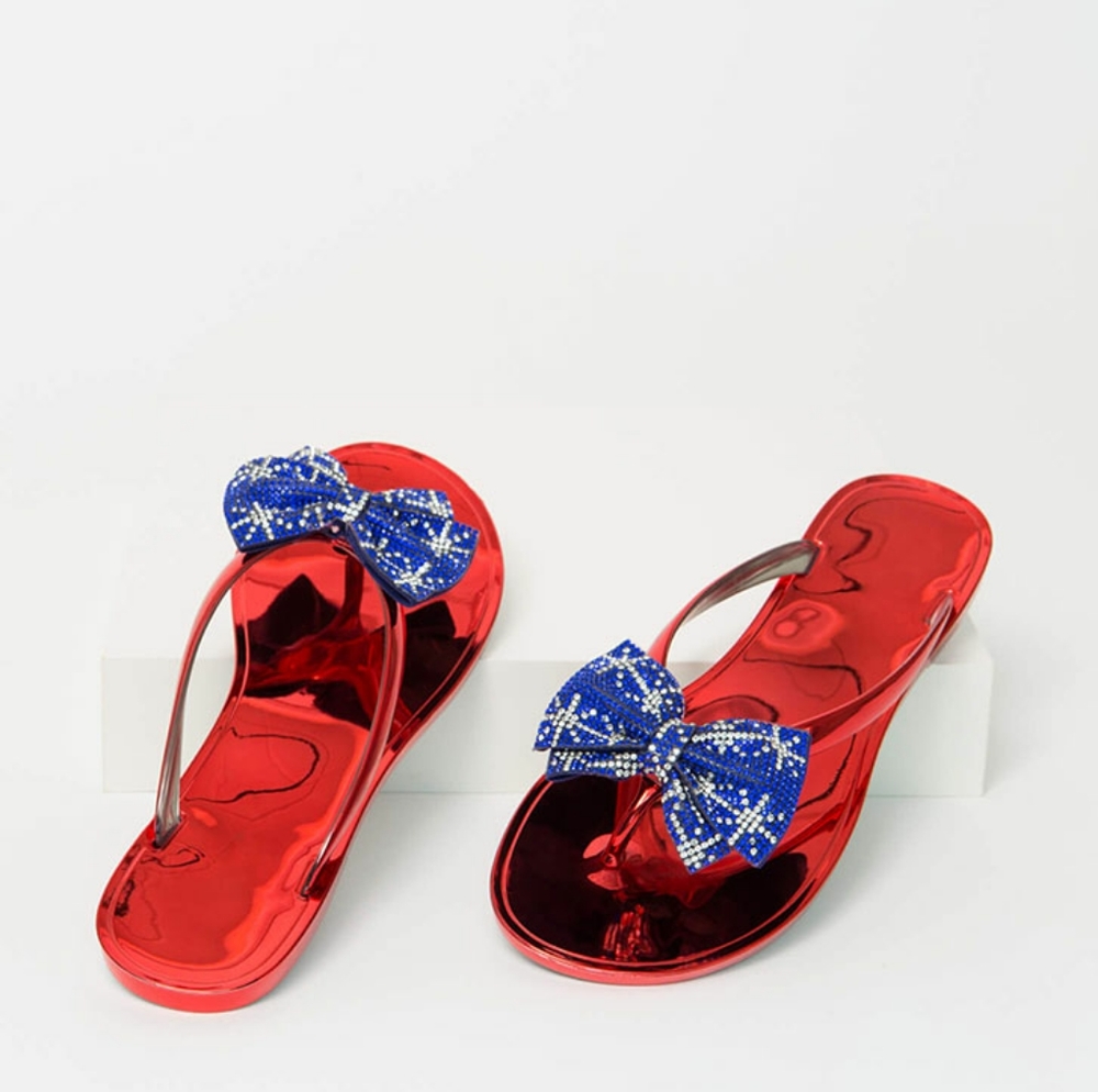 Red jelly thong sandals